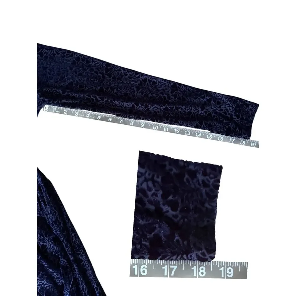 Anthropologie Blue Velvet Ruched Maxi Dress Size Med Ruffle Bodycon Formal - Picture 9 of 15